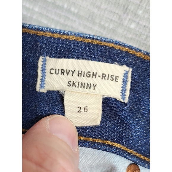 Madewell Curvy High-Rise Skinny Jeans Medium Wash Blue Denim Size 26 - Picture 7 of 9